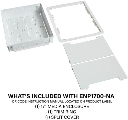 Legrand - OnQ Cable Management, In-Wall Media Box, Dual Purpose Structured Wiring Enclosure, TV Home Theater Recessed Storage Box, 17 Inch, White, ENP1700NA