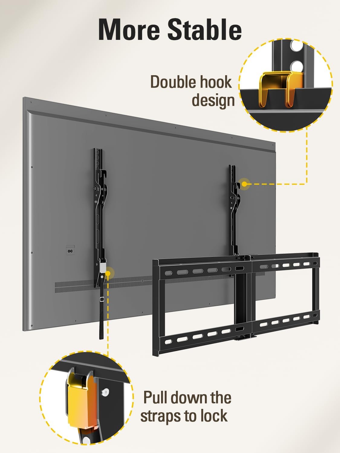 Mounting Dream TV Wall Mount for Most 37-75 Inch TVs, Universal Tilt TV Mount Fit 16", 18", 24" Stud with Loading Capacity 132lbs, Max Vesa 600 x 400mm, Low Profile Flat Wall Mount TV Bracket