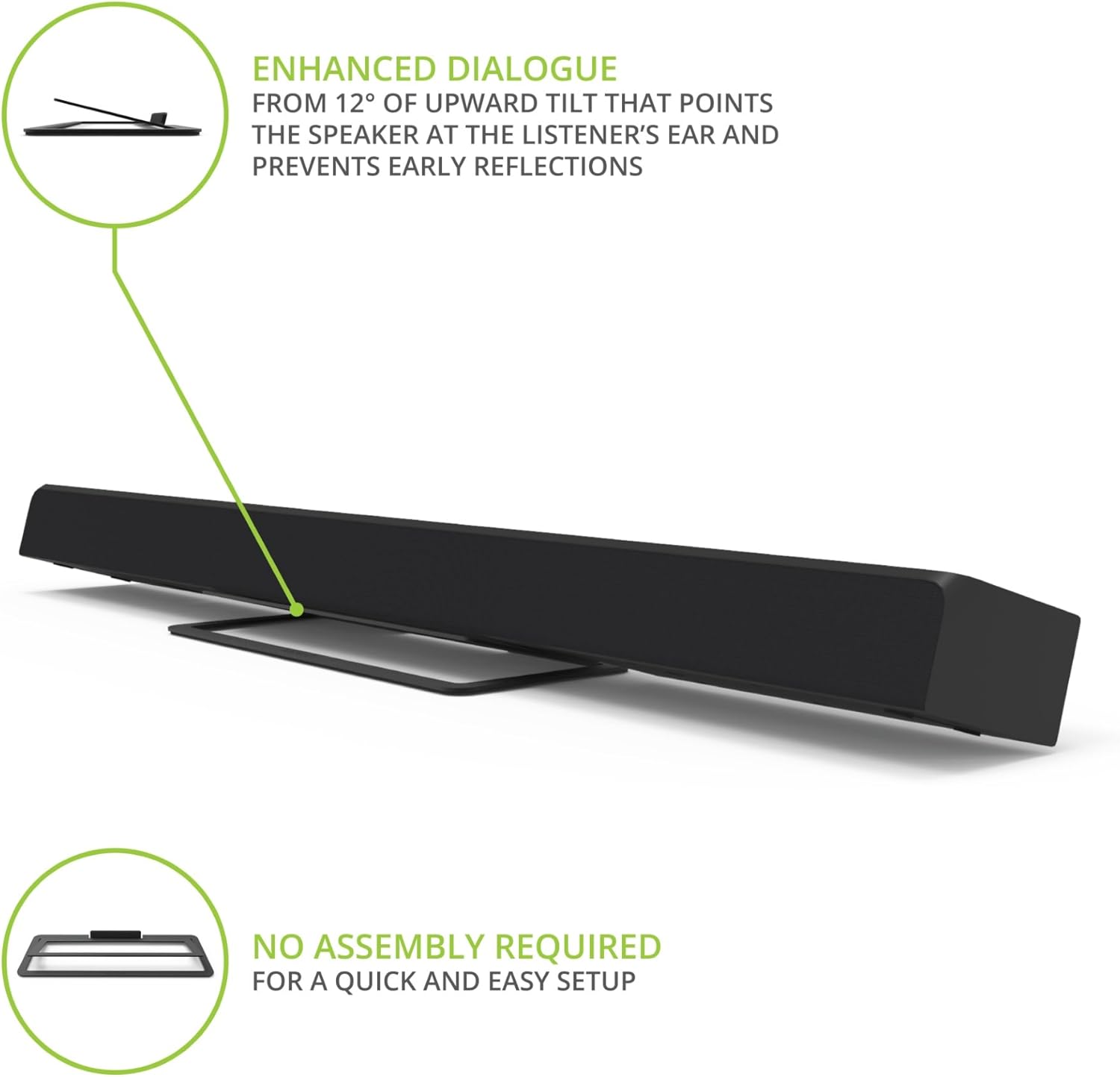 Kanto S10 Low-Profile Angled Sound Bar and Center Channel Speaker Stand for Home Theater | Black