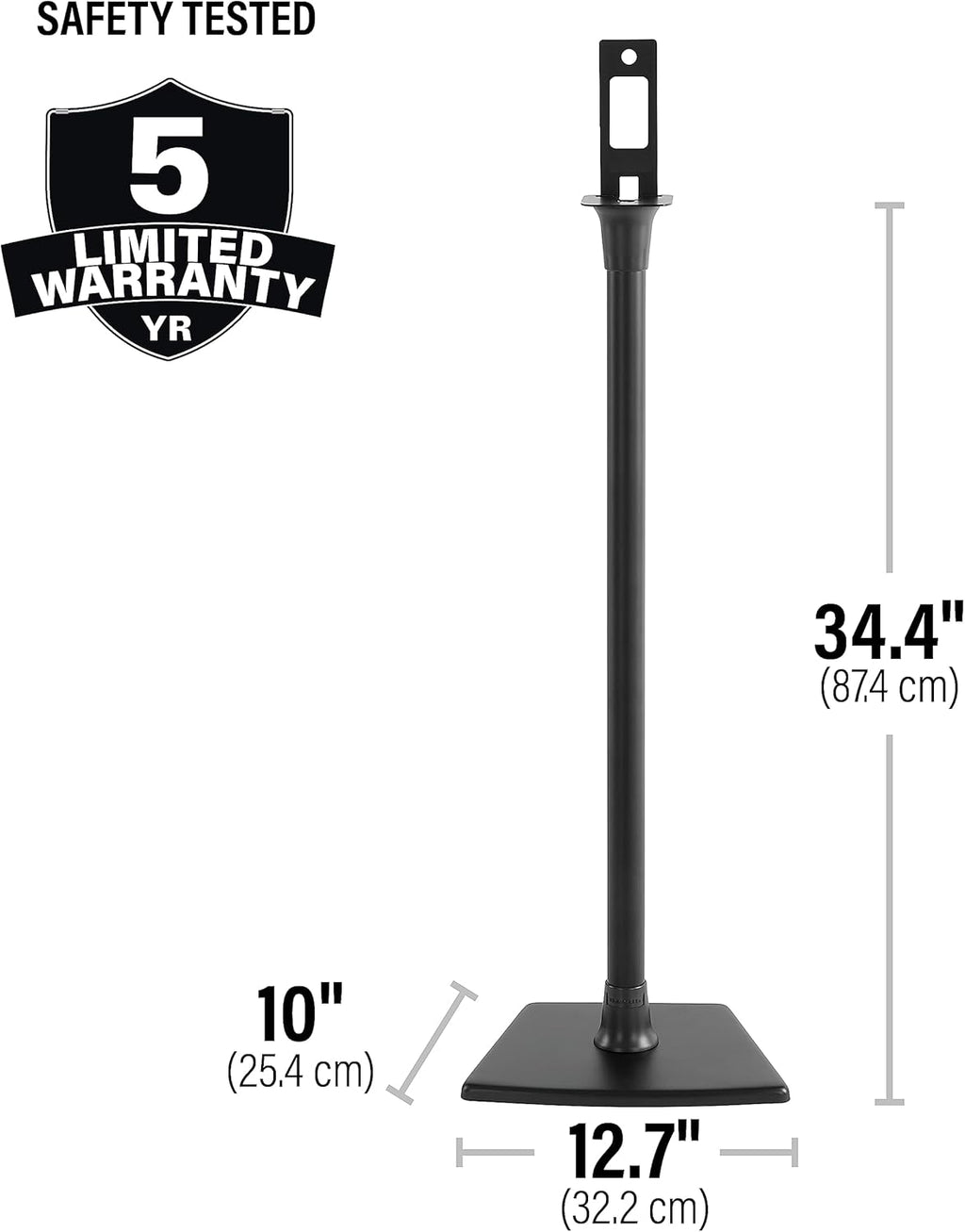 SANUS Speaker Stands for Roku Wireless - Fixed Height Speaker Stands Pair Designed Exclusively for Roku Soundbar & Sound System - Includes Carpet Spikes & Rubber Pads
