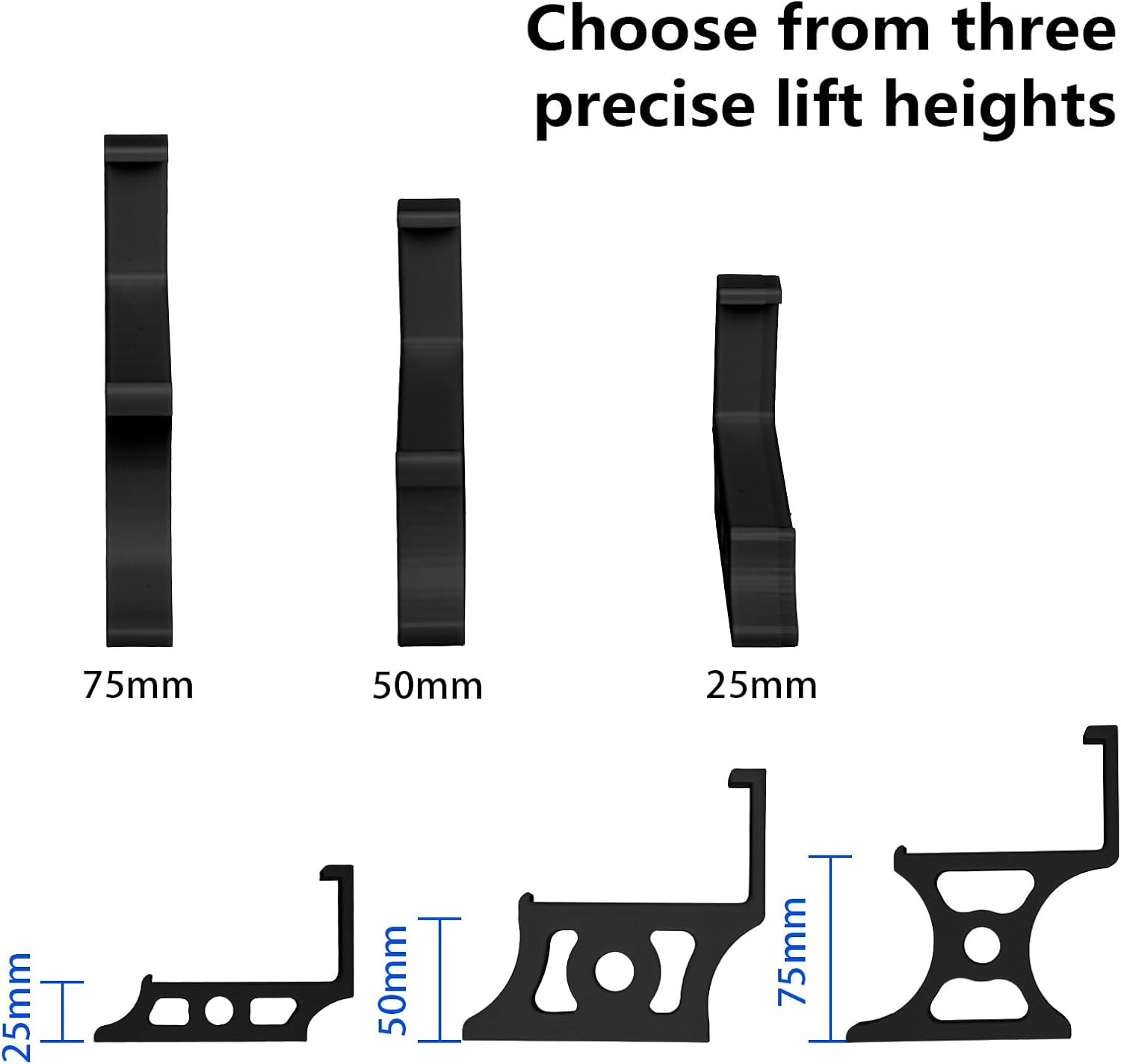 Soundbar Stand for Sonos Arc Ultra with 3 Height Adjustments(25mm-75mm), Sturdy Riser Base for TV & Shelf, Prevents Audio Blockage, Tool-Free Installation (50mm Black)