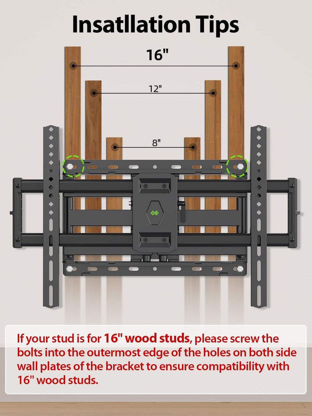 USX Mount Full Motion TV Wall Mount for Most 42-90 inch Flat Screen/LED/4K, TV Mount Bracket Dual Swivel Articulating Tilt 6 Arms, Max 16" Wood Studs, VESA 600x400mm, Holds up to 132lbs