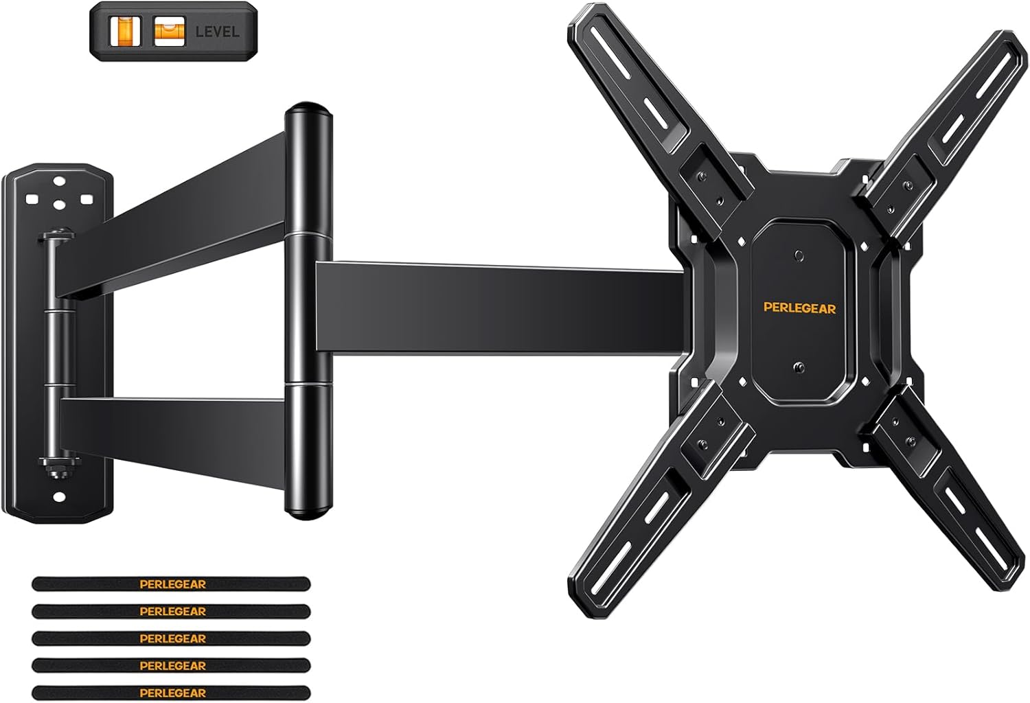 Perlegear Corner TV Wall Mount Long Arm TV Mount Bracket for 32-75 Inch TVs-Full Motion Wall Mount with 32.37” Extension & Swivel Articulating Arm & Tilt, MAX VESA 600x400mm, Holds up to 100 lbs