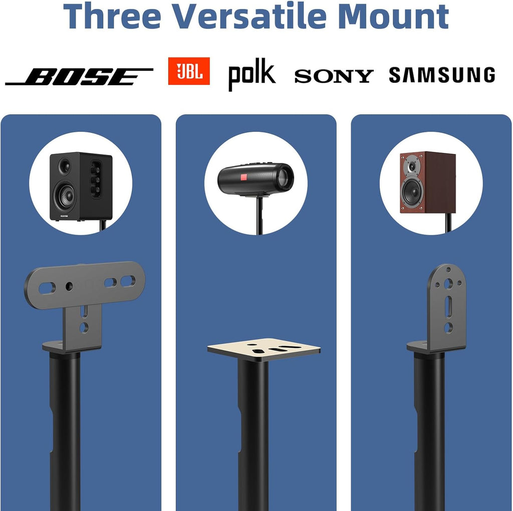Universal Speaker Stands Pair, Satellite & Bookshelf Speaker Stands-28-38in Adjustable, Surround Sound Speaker Stand for Home Theater, Compatible to Sony/Bose/JBL/Sonos/Klipsch/Edifier/Polk