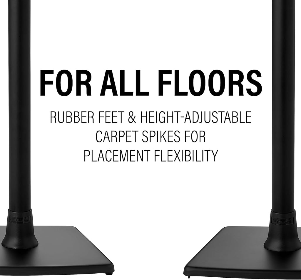 SANUS Speaker Stands for Roku Wireless - Fixed Height Speaker Stands Pair Designed Exclusively for Roku Soundbar & Sound System - Includes Carpet Spikes & Rubber Pads