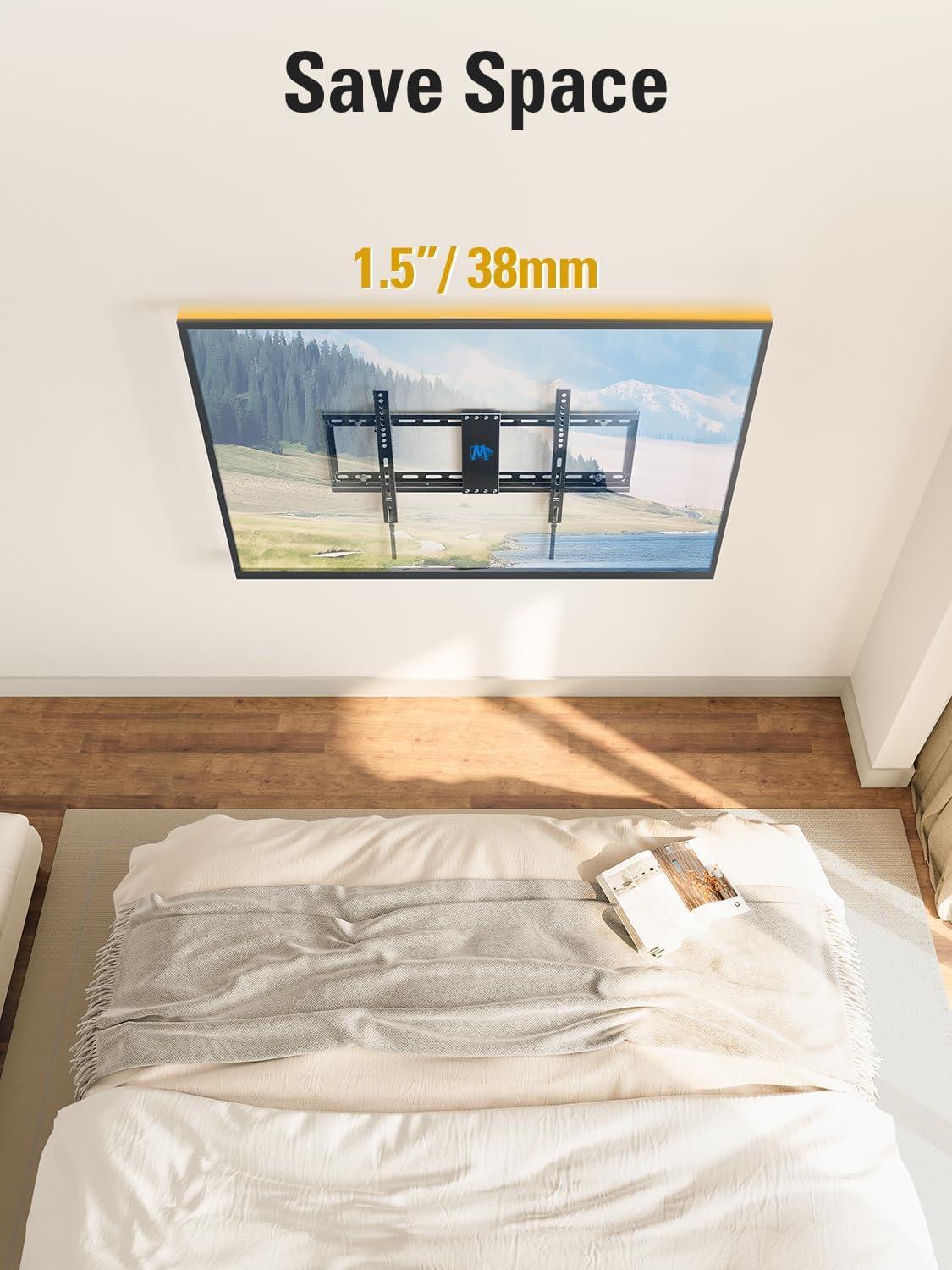 Mounting Dream TV Wall Mount for Most 37-75 Inch TVs, Universal Tilt TV Mount Fit 16", 18", 24" Stud with Loading Capacity 132lbs, Max Vesa 600 x 400mm, Low Profile Flat Wall Mount TV Bracket