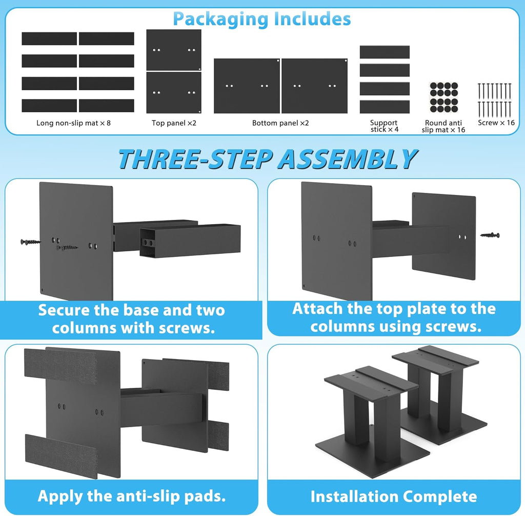 Desktop Speaker Stands 1 Pair for Small/Medium Bookshelf Speakers Steel Studio Monitor Stands,Medium