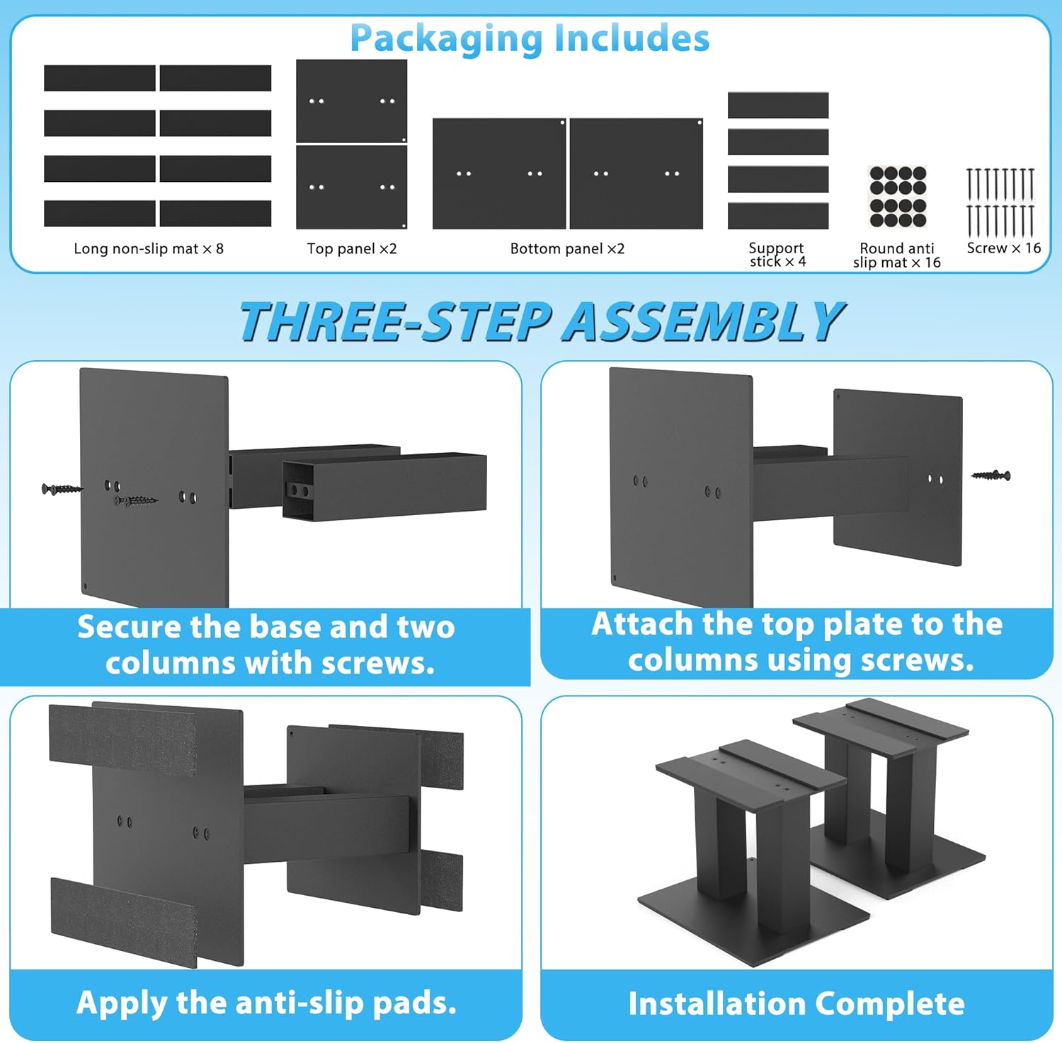 Desktop Speaker Stands 1 Pair for Small/Medium Bookshelf Speakers Steel Studio Monitor Stands,Medium