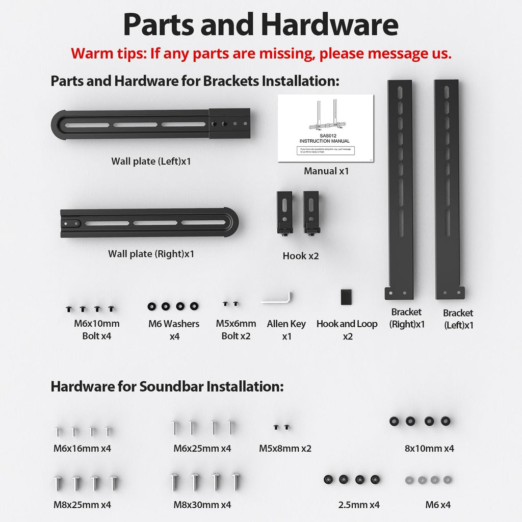 USX MOUNT Universal Soundbar Mount, Sound Bar TV Bracket for Soundbar with Speaker, Fits 2 Installation Options, Removable No-Slip Base Holder Extends 3.46”-6.06”