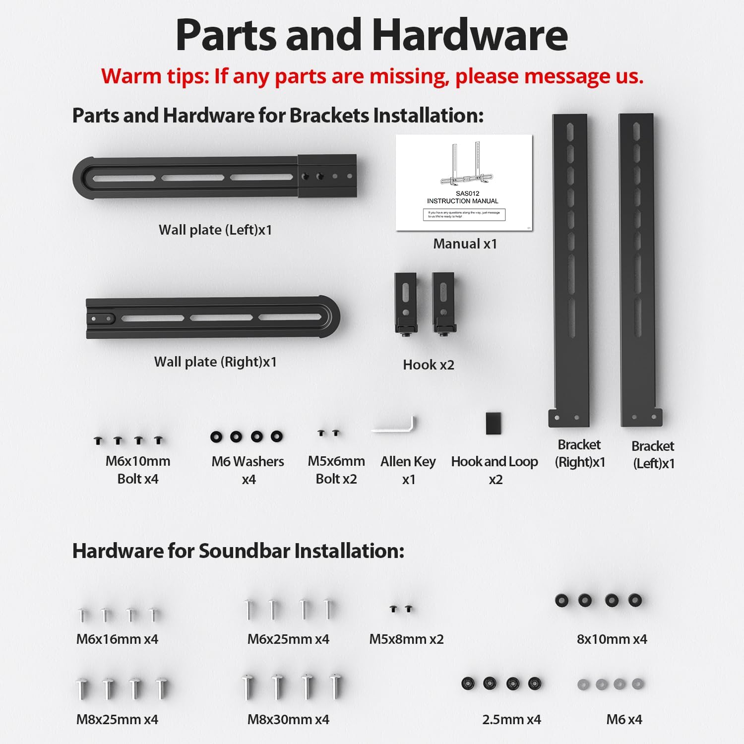 USX MOUNT Universal Soundbar Mount, Sound Bar TV Bracket for Soundbar with Speaker, Fits 2 Installation Options, Removable No-Slip Base Holder Extends 3.46”-6.06”