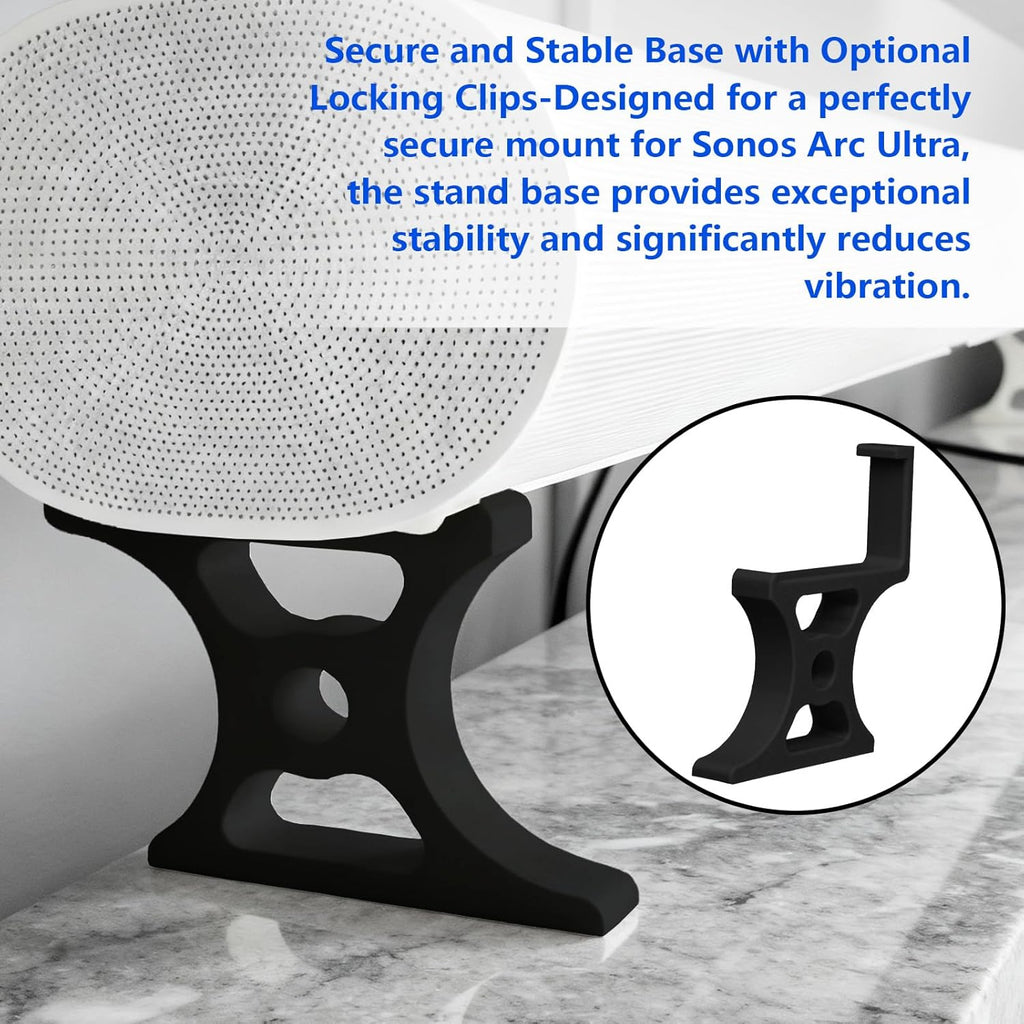 Soundbar Stand for Sonos Arc Ultra with 3 Height Adjustments(25mm-75mm), Sturdy Riser Base for TV & Shelf, Prevents Audio Blockage, Tool-Free Installation (50mm Black)