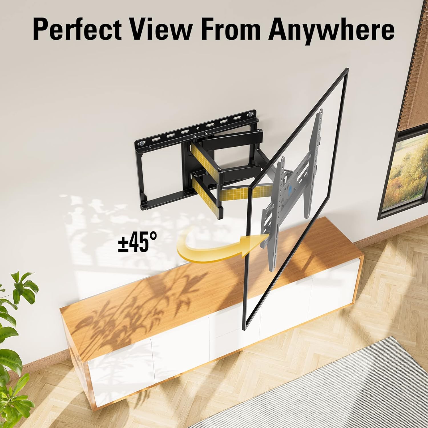 Mounting Dream TV Wall Mount for 32-65 Inch Television,Mount with Swivel and Tilt, Full Motion Bracket with Articulating Dual Arms, Fits 16inch Studs, Max VESA 400X400 mm, 99lbs, MD2380