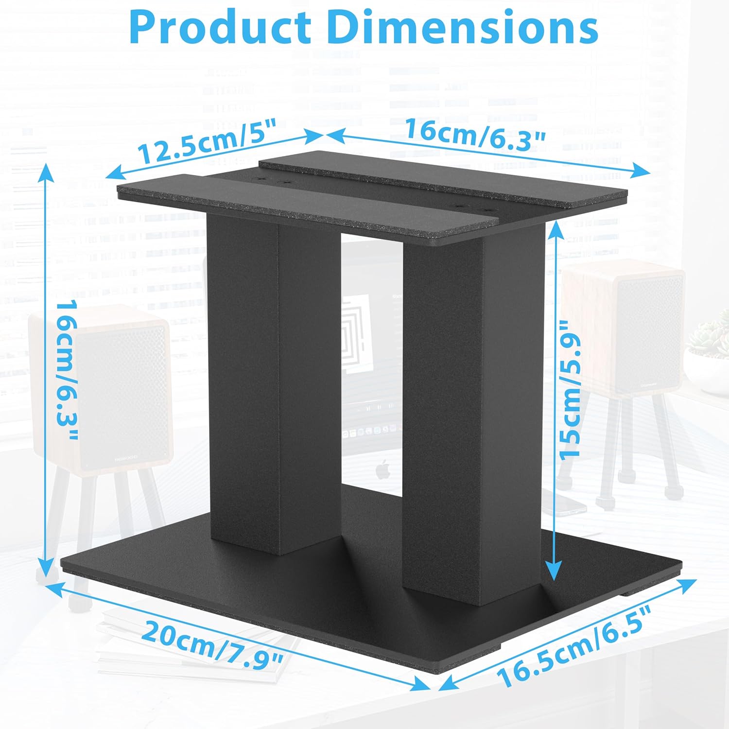 Desktop Speaker Stands 1 Pair for Small/Medium Bookshelf Speakers Steel Studio Monitor Stands,Medium