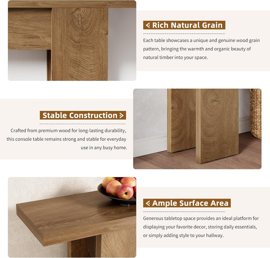 70.9-Inch Long Console Table for Entryway, Wooden Sofa Table Narrow Behind Couch Rectangular, Farmhouse Accent Foyer Entry Tables for Living Room, Entrance, Hallway, Natural Oak Brown